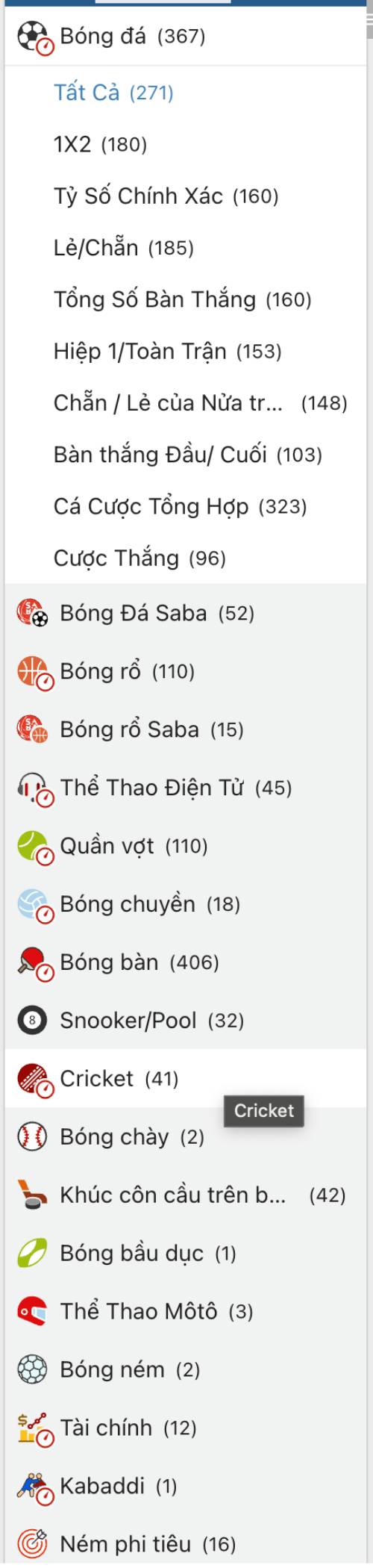 Danh sách môn thể thao cược thủ yêu thích tại AE888