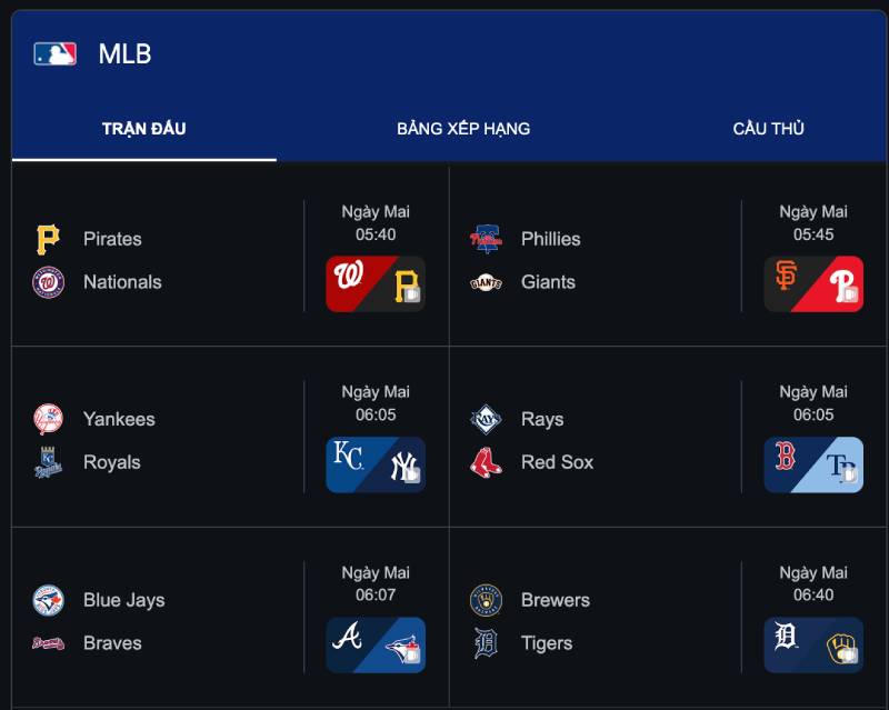 Luôn theo dõi lịch thi đấu 