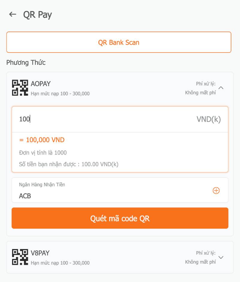 QR Pay – Quét mã là nạp, thao tác tiện lợi